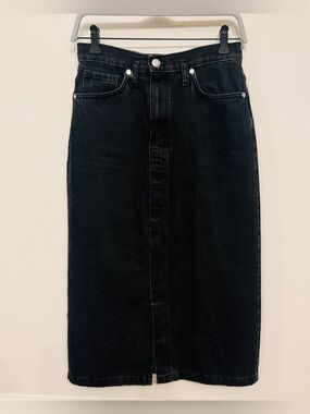 Mango midi skirt black denim size S Like New